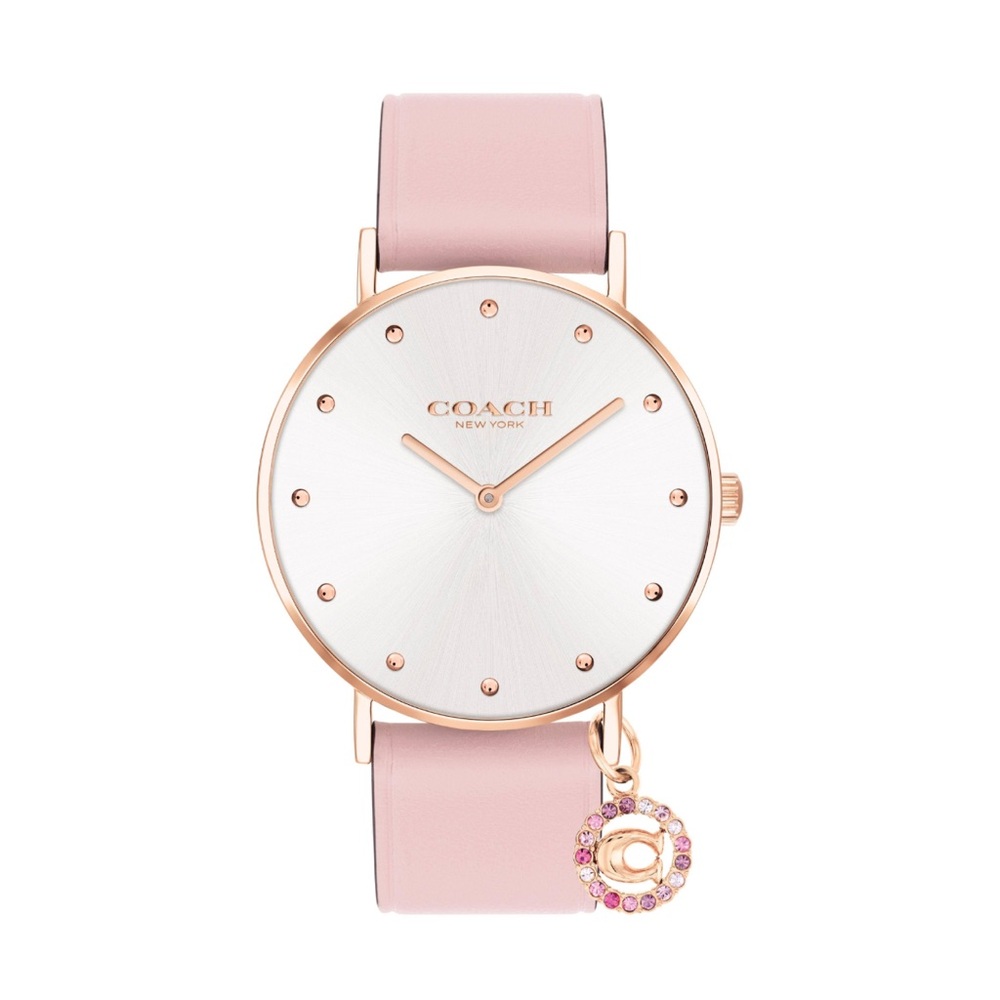 Coach Perry Pink Leather Silver White Dial Women’s Watch